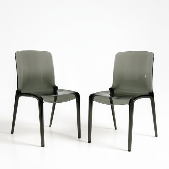 LeisureMod Murry Modern Lightweight Stackable Dining Side Chair in Transparent Red, Set of 2