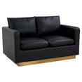 thumbnail image 1 of LeisureMod Nervo Loveseat 2-seater Modern Sofa With Leather Gold Accent Base Wooden Frame Removable Cushions for Office Lounge Living Room Black, 1 of 7