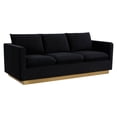 thumbnail image 1 of LeisureMod Nervo Modern Velvet Upholstered Sofa With Gold Frame in Midnight Black, 1 of 8