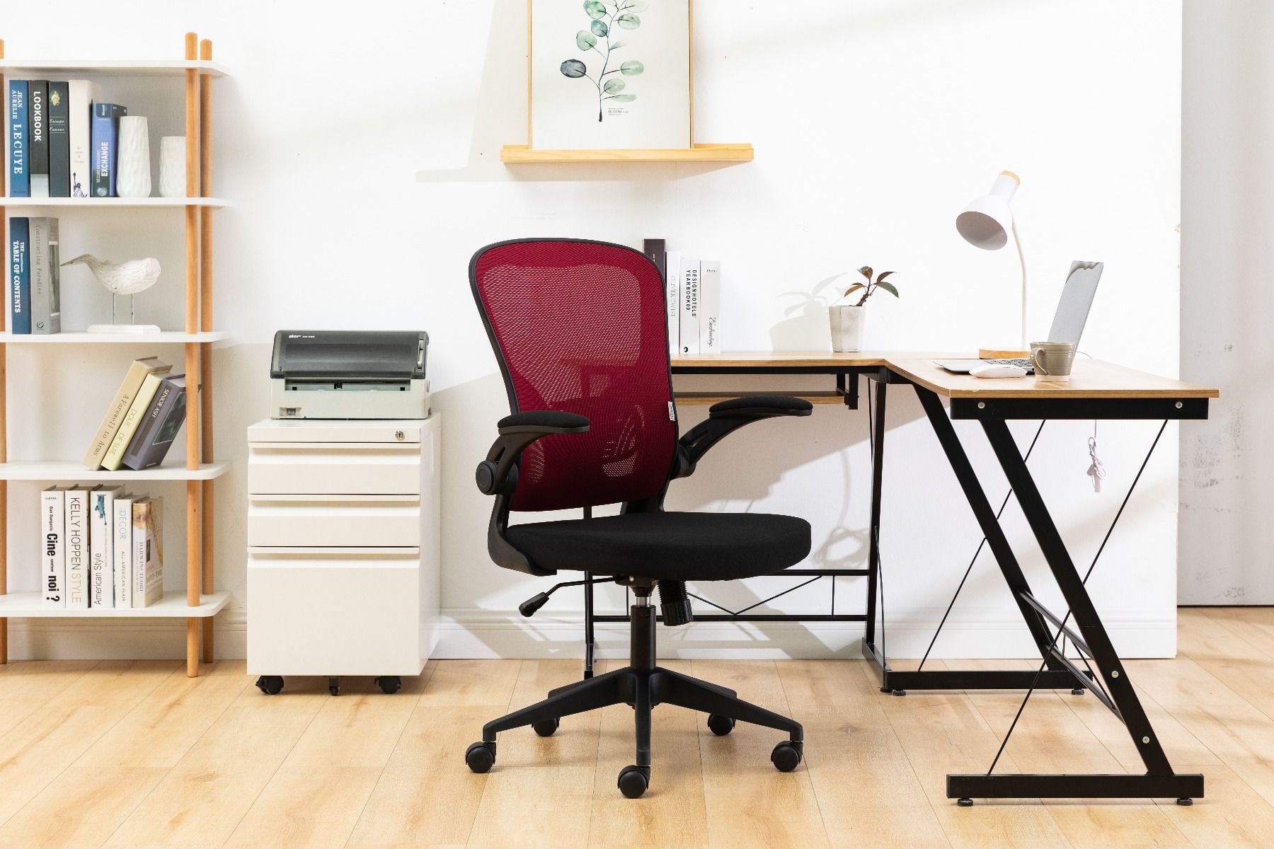 Newton 25" Red Mesh Swivel Office Chair with Adjustable Arms