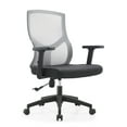 thumbnail image 1 of LeisureMod Office Chair Upholstered Cotton Ergonomic Computer Chair Mid-Back Mesh Task Chair Adjustable Lumbar Support Conference Chair with Swivel and Tilt Glen Series in Light Grey, 1 of 11