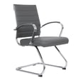 thumbnail image 1 of LeisureMod Office Chair Upholstered Leather Computer Chair with Stainless Steel Frame Benmar Series in Grey, 1 of 12