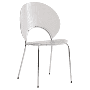 LeisureMod Opulent Mid-Century Modern Plastic Dining Chair in Chrome Metal Legs Armless Dining Side Chair for Kitchen and Dining Room, Clear