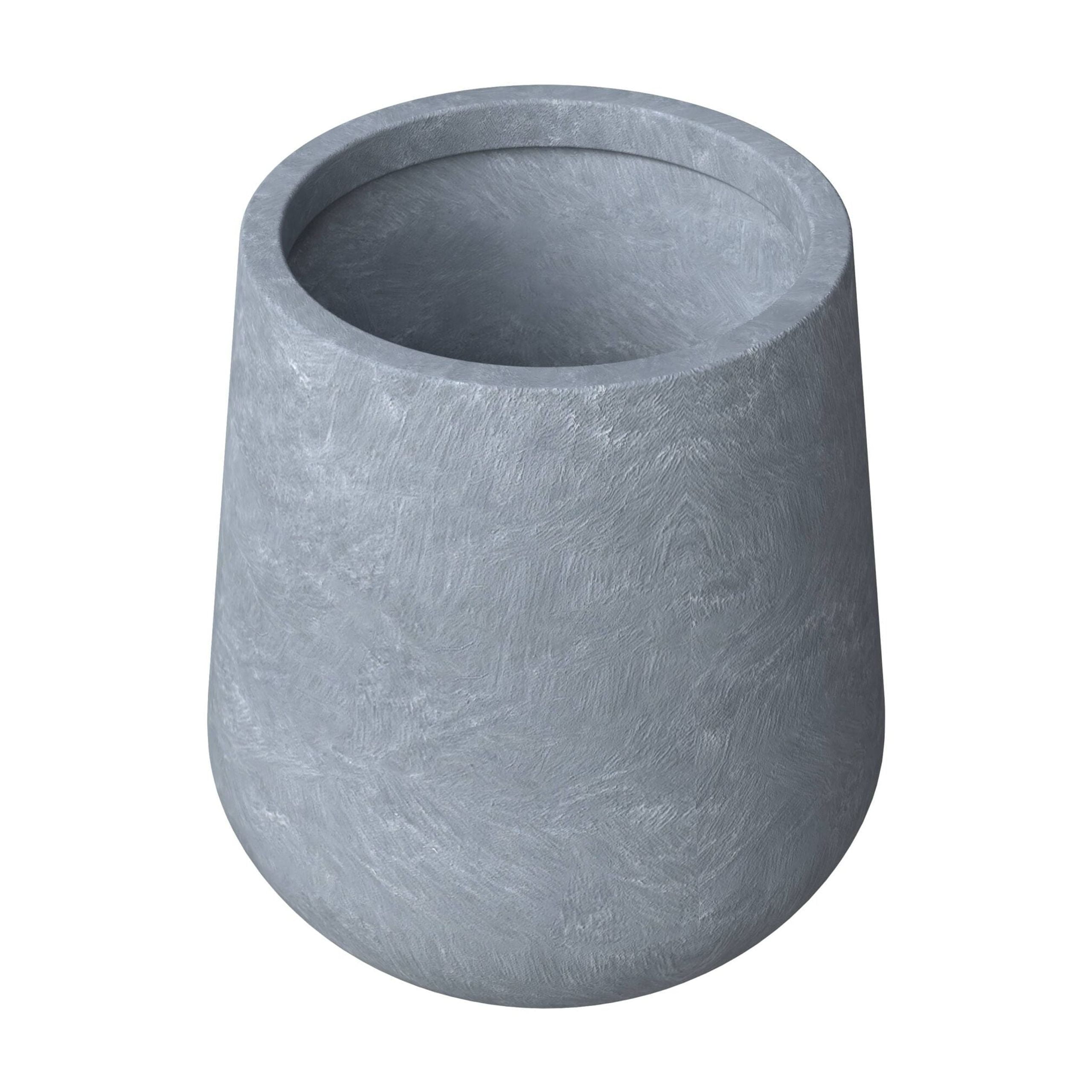 Gray Fiberstone and MGO Clay Round Planter with Drainage Holes