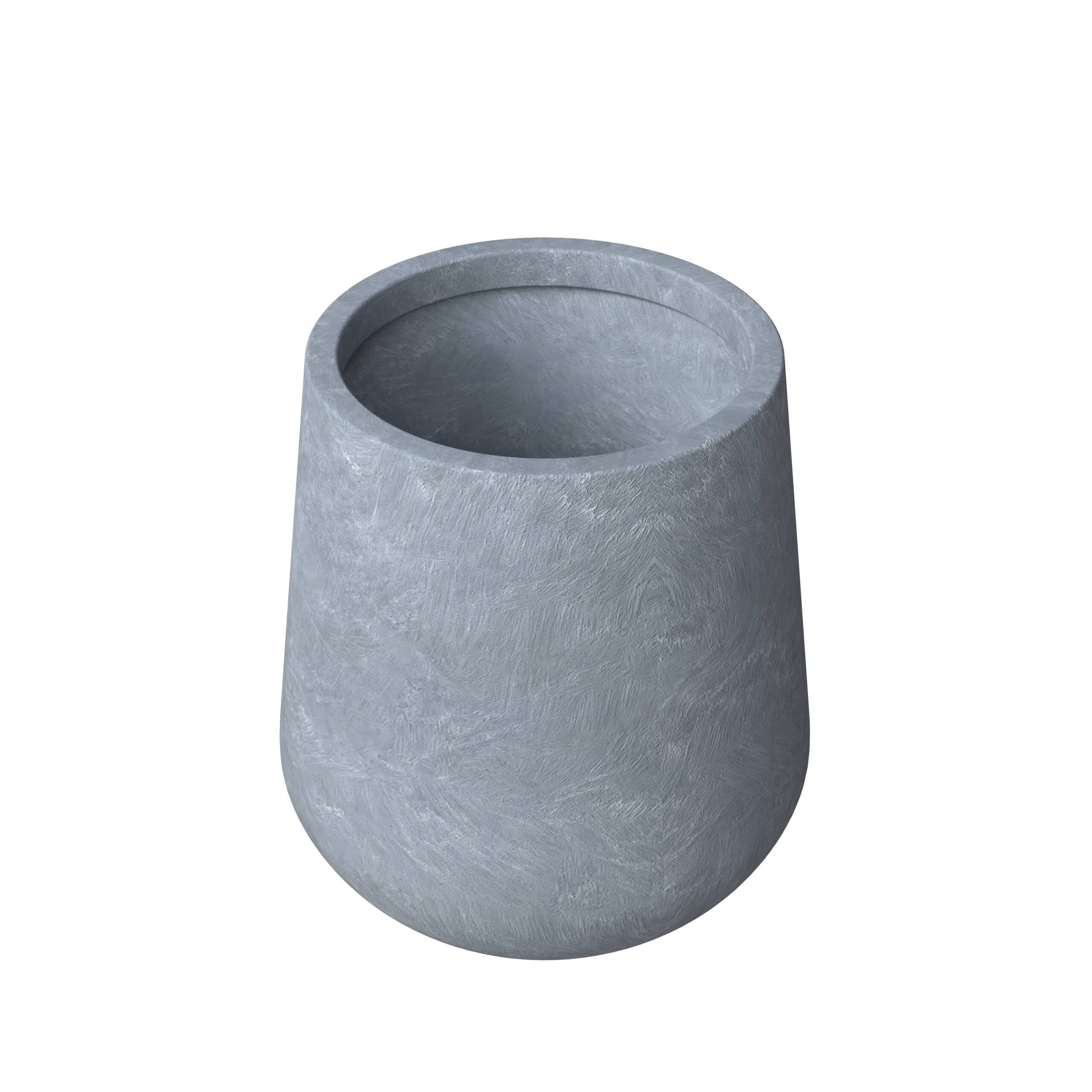 Gray Fiberstone and MGO Clay Round Planter with Drainage Holes