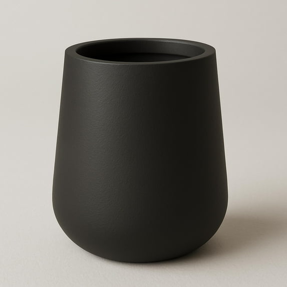 LeisureMod Orchid Mid-Century Modern Fiberstone and Clay Planter - Decorative Round Plant Pot with Drainage Holes for Home and Garden (Black, 28" Height:)