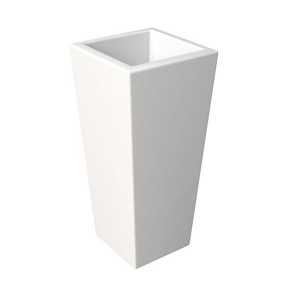 LeisureMod Orna Series Poly Stone Planter 17.7 Dia 36.2 High in White