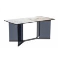 thumbnail image 1 of LeisureMod Oryn Mid-Century Modern Rectangular Dining Table with Sintered Stone Top for Dining Room and Kitchen (White Grey), 1 of 7