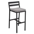 thumbnail image 1 of LeisureMod Patio Bar Stool in Powder-Coated Aluminum Frame with Removable Cushion Low Open-Back Design and Footrest Chelsea Collection in Light Grey, 1 of 11