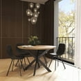 thumbnail image 1 of LeisureMod Ravenna 47" Round Dining Table, Natural Wood Top with Black X-Shaped Metal Base, Modern Kitchen or Dining Room Furniture for 2–4 People, Natural Wood, 1 of 4