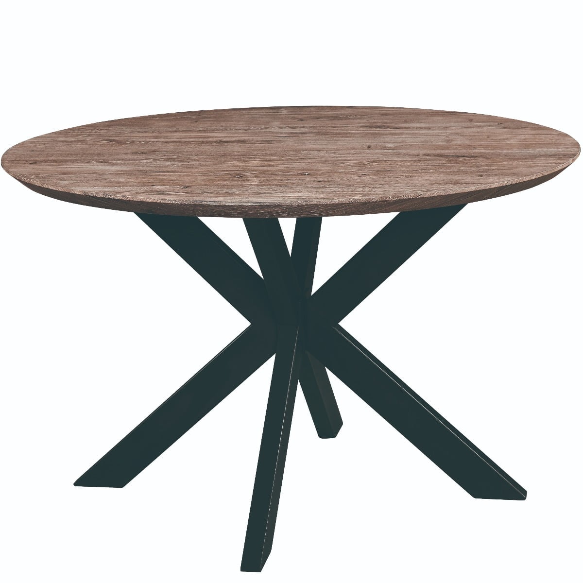 LeisureMod Ravenna 47" Round Natural Wood Dining Table With Modern X ...
