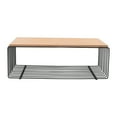 thumbnail image 1 of LeisureMod Rectangular Coffee Table with Ash Wood Veneer Top and Powder-Coated Steel Base Wireframe Design with Crossbars Walden Collection in Black, 1 of 14