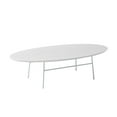 thumbnail image 1 of LeisureMod Rossmore Mid Century Modern Oval Coffee Table with White Powder Coated Steel Frame, MDF Wood with Ash Veneer Top Contemporary Accent Coffee Table for Living Room and Bedroom (White), 1 of 9