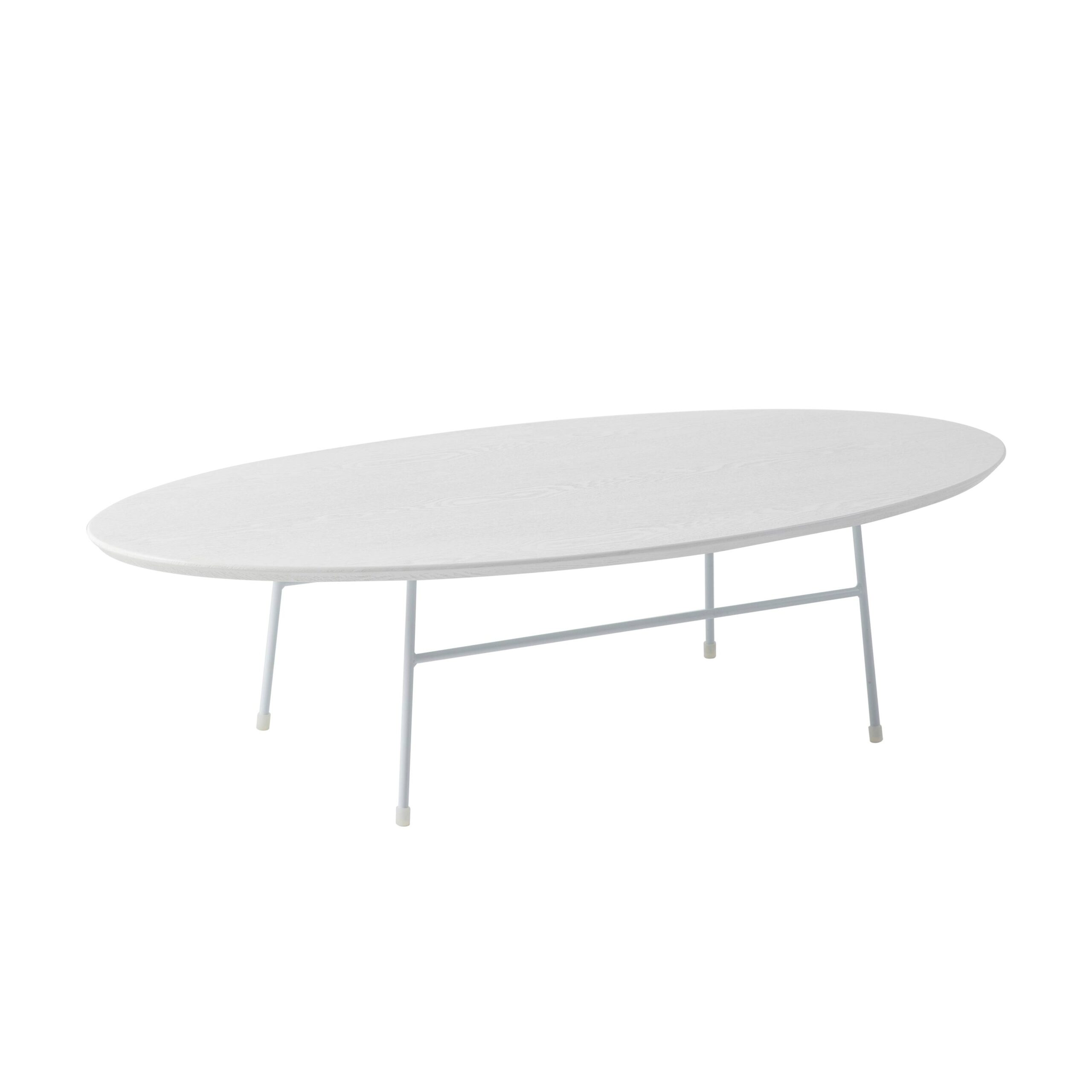 LeisureMod Rossmore Mid Century Modern Oval Coffee Table with White