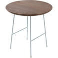 thumbnail image 1 of LeisureMod Rossmore Mid Century Modern Round Side White Powder Coated Steel Frame, MDF Wood with Ash Veneer Top End Circular Accent Table for Living Room and Bedroom, Walnut, 1 of 6