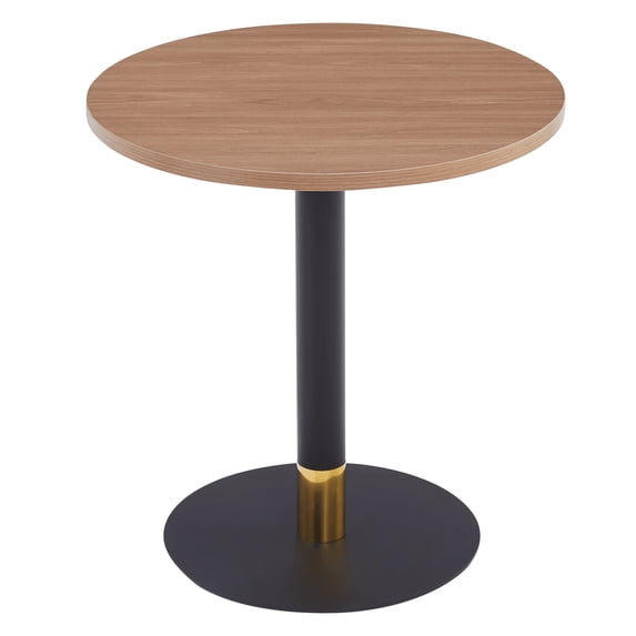 LeisureMod Round Dining Table with MDF Top and Powder-Coated Round Steel Base with Brushed Gold Accents Kitchen Table, Seats 2-3 Person for Modern Home and Kitchen Vail Collection