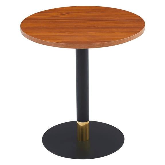 LeisureMod Round Dining Table with MDF Top and Powder-Coated Round Steel Base with Brushed Gold Accents Kitchen Table, Seats 2-3 Person for Modern Home and Kitchen Vail Collection