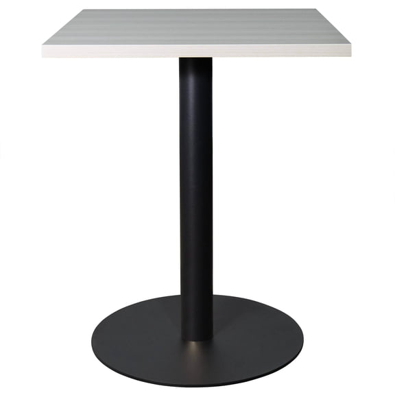 LeisureMod Square Dining Table with MDF Top and Powder-Coated Round Steel Black Base Kitchen Table, Seats 2-3 Person for Modern Home Vail Collection, Light Wood Brown