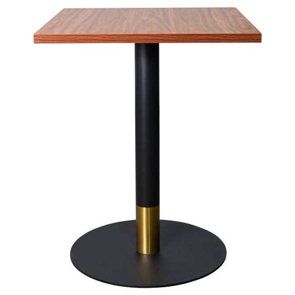 LeisureMod Square Dining Table with MDF Top and Powder-Coated Round Steel Black/Gold Base Kitchen Table, Seats 2-3 Person for Modern Home Vail Collection, Cognac Brown