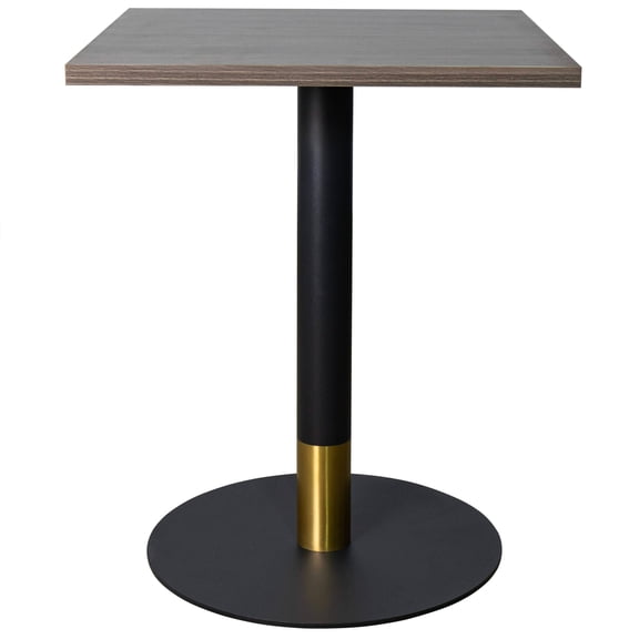 LeisureMod Round Dining Table with MDF Top and Powder-Coated Round Steel Black/Gold Base Kitchen Table, Seats 2-3 Person for Modern Home Vail Collection, Dark Brown