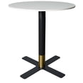 thumbnail image 1 of LeisureMod Round Dining Table with MDF Top and Powder-Coated X-Shaped Steel Base with Brushed Gold Accent Kitchen Table, Seats 2-3 Person for Modern Home and Kitchen Vail Collection, 1 of 9