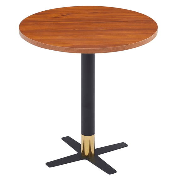 LeisureMod Round Dining Table with MDF Top and Powder-Coated X-Shaped Steel Base with Brushed Gold Accent Kitchen Table, Seats 2-3 Person for Modern Home and Kitchen Vail Collection