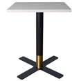 thumbnail image 1 of LeisureMod Round Dining Table with MDF Top and Powder-Coated X-Shaped Steel Base with Brushed Gold Accent Kitchen Table, Seats 2-3 Person for Modern Home Vail Collection, Light Wood Brown, 1 of 10