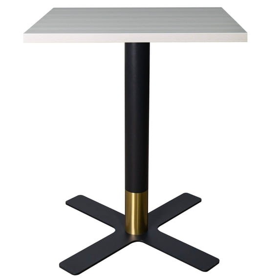 LeisureMod Round Dining Table with MDF Top and Powder-Coated X-Shaped Steel Base with Brushed Gold Accent Kitchen Table, Seats 2-3 Person for Modern Home Vail Collection, Light Wood Brown