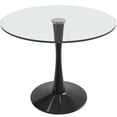 thumbnail image 1 of LeisureMod Round Dining Table Modern 31" Glass Tabletop with Black Steel Pedestal Base for Kitchen and Living Room Bristol Series, 1 of 6