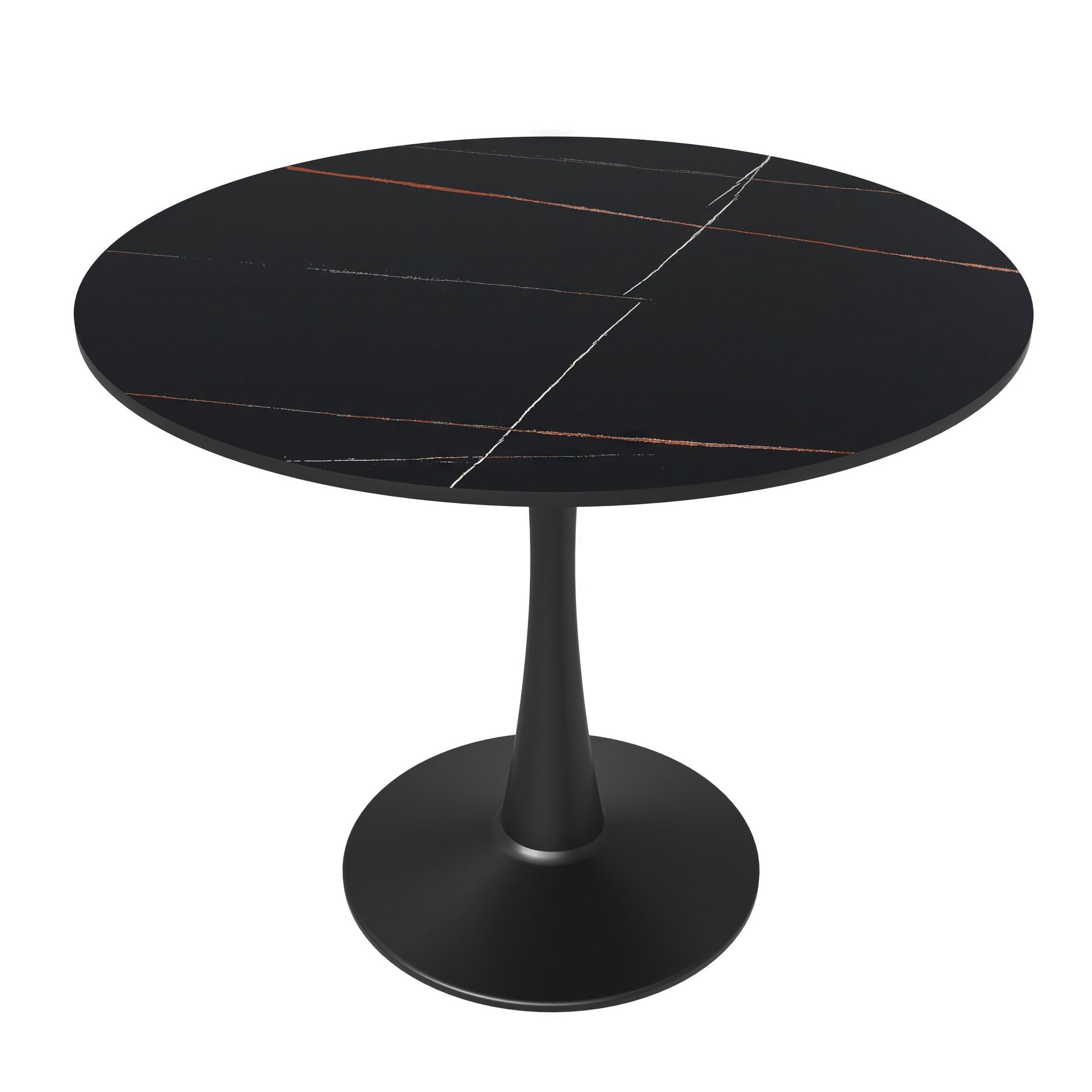 LeisureMod Round Dining Table Modern 31" Sintered Stonw Tabletop with ...