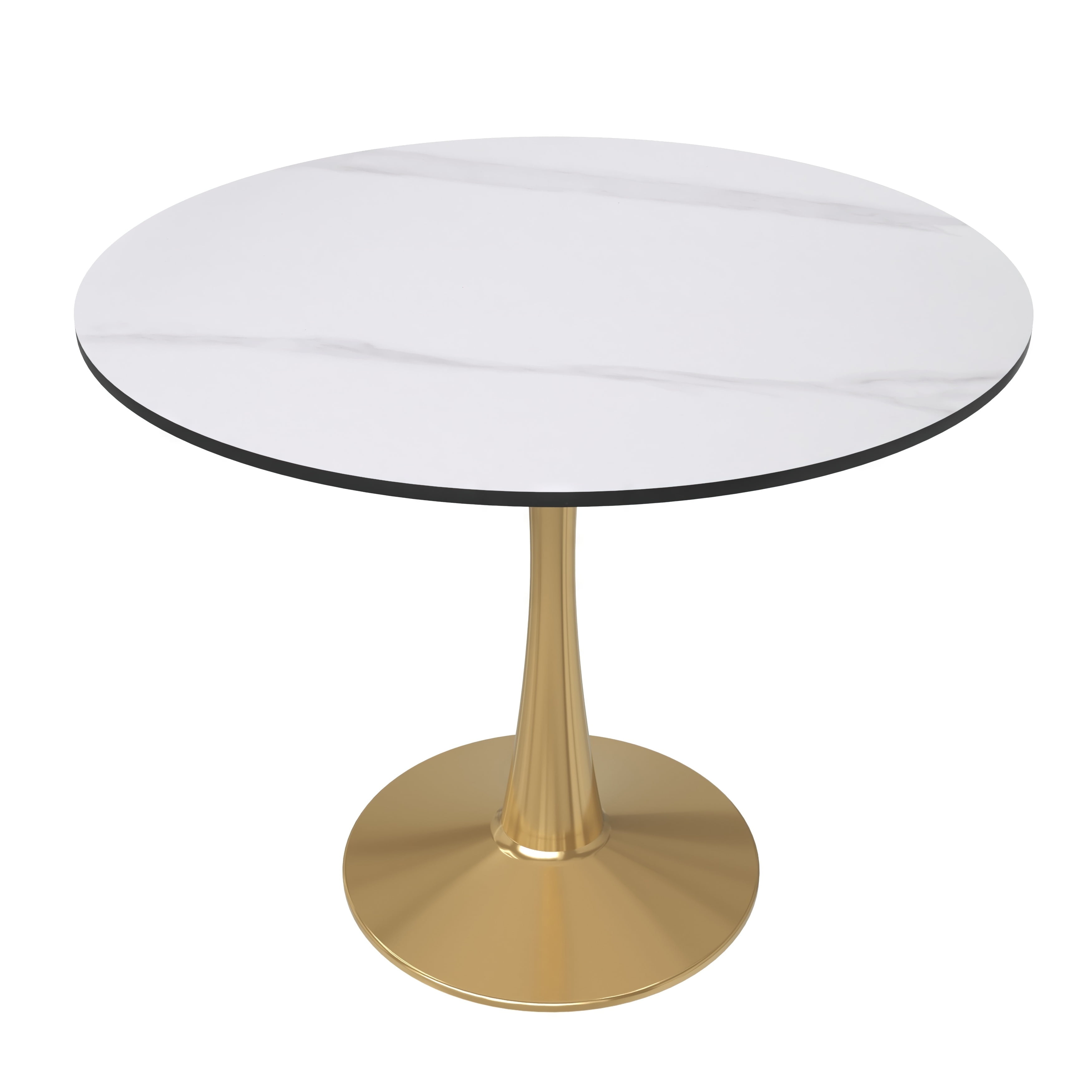 LeisureMod Round Dining Table Modern 35" Sintered Stone Tabletop with ...