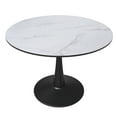 thumbnail image 1 of LeisureMod Round Dining Table Modern 40" MDF Wood Tabletop with Steel Pedestal Base for Kitchen and Living Room Bristol Series in Marbled White, 1 of 10