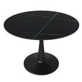 thumbnail image 1 of LeisureMod Round Dining Table Modern 40" Sintered Stone Tabletop with Black Steel Pedestal Base for Kitchen and Living Room Bristol Series in Black, 1 of 10