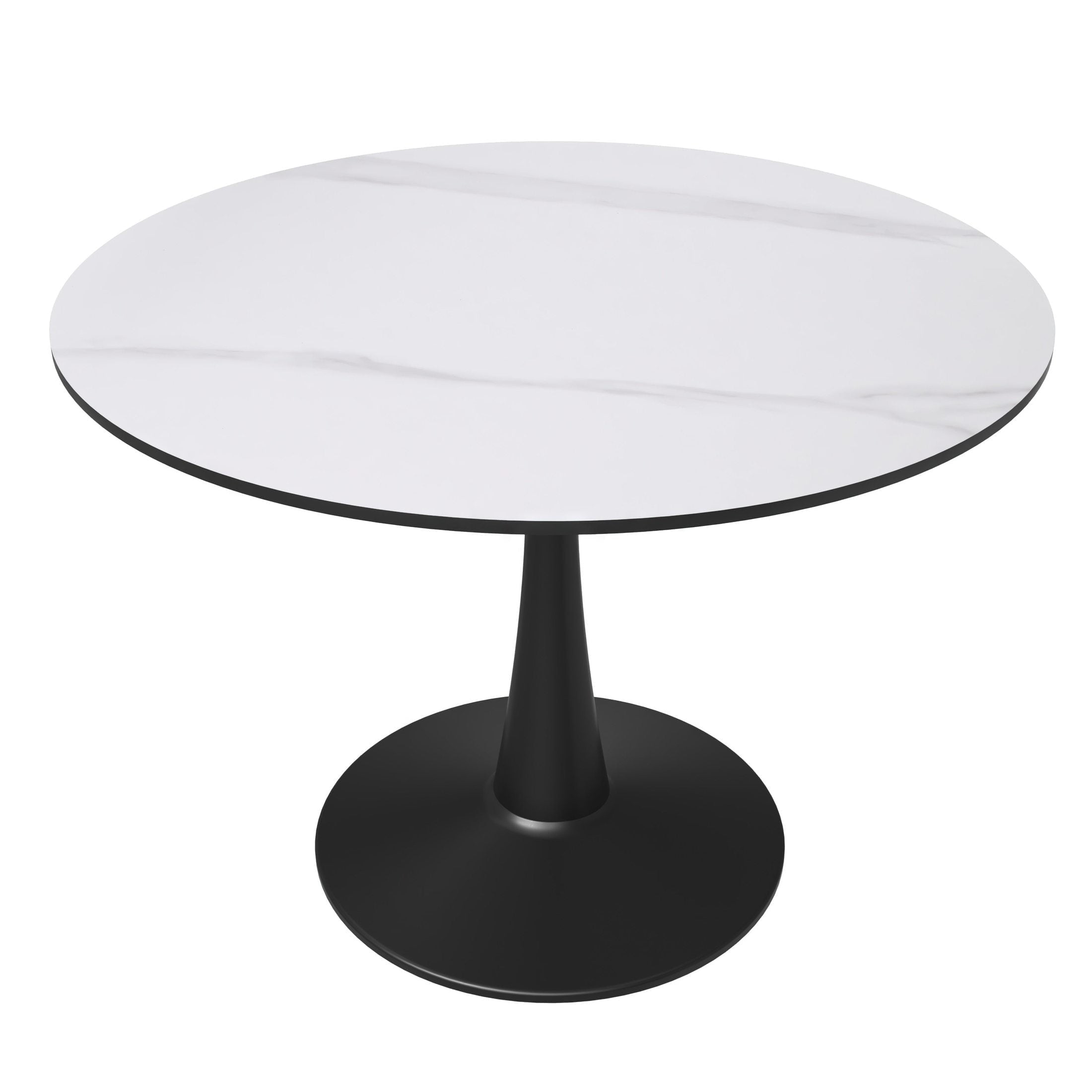 LeisureMod Round Dining Table Modern 40" Sintered Stone Tabletop with ...
