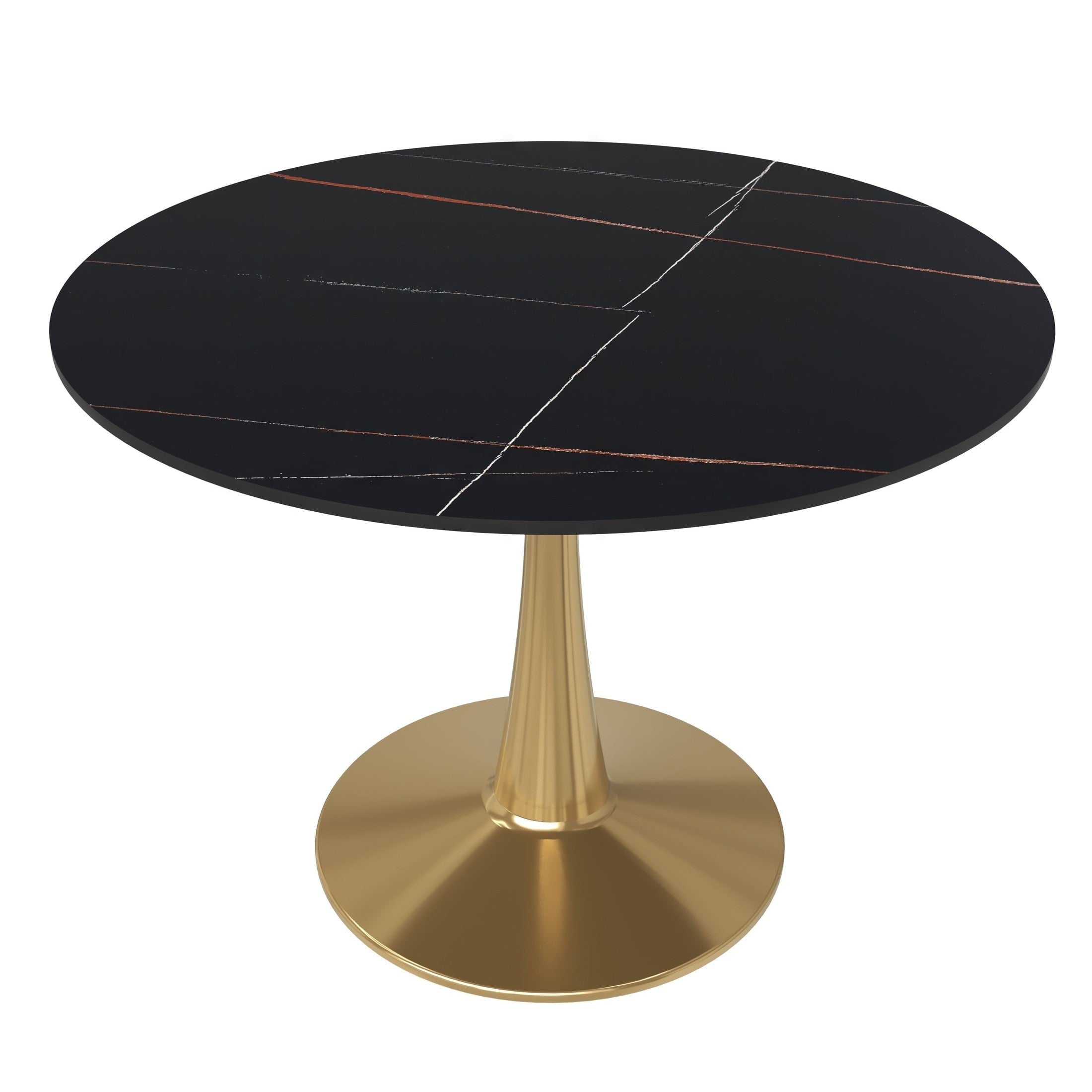 LeisureMod Round Dining Table Modern 40" Sintered Stone Tabletop with ...