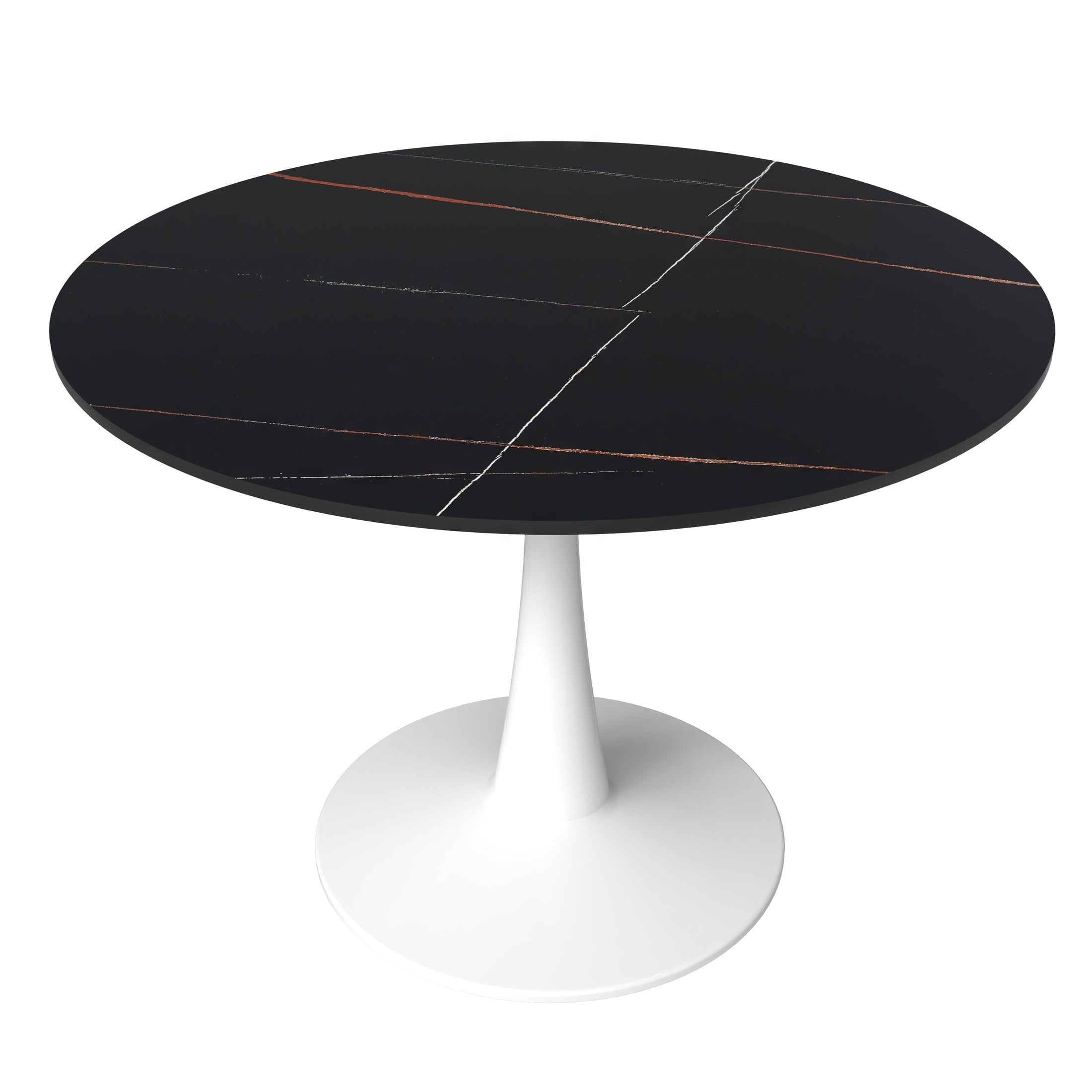 LeisureMod Round Dining Table Modern 40" Sintered Stone Tabletop with ...