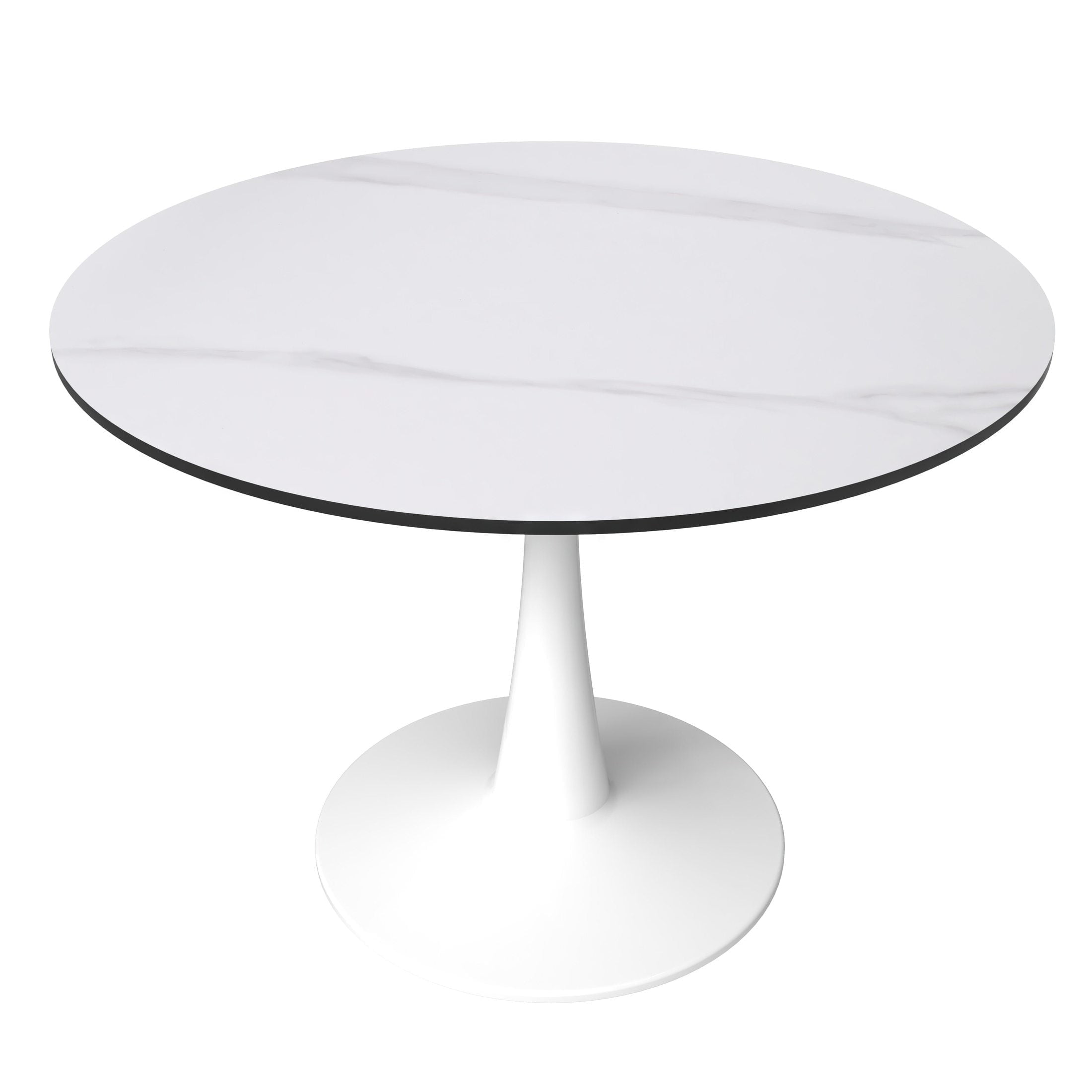 LeisureMod Round Dining Table Modern 40" Sintered Stone Tabletop with ...