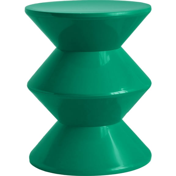 LeisureMod Aura Modern Round Side Table with Double Hourglass Design, ABS Plastic Accent End Table for Living Room, Patio, Indoor & Outdoor Use, Green