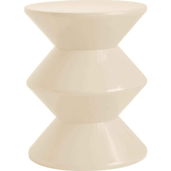 LeisureMod Aura Modern Round Side Table with Double Hourglass Design, ABS Plastic Accent End Table for Living Room, Patio, Indoor & Outdoor Use, Ivory