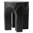 thumbnail image 1 of LeisureMod Round Side Table in Fiberstone with Arched Base Design Compact Weather-Resistant for Modern Home, Living Room, Bedroom, Patio Crus Collection in Marbleized Black, 1 of 14
