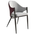 thumbnail image 1 of LeisureMod Sante Dining Chair, Mid-Century Modern Upholstered Leather Dining Arm Chair with Iron Legs for Kitchen and Dining Room (White/Bordeaux), 1 of 8