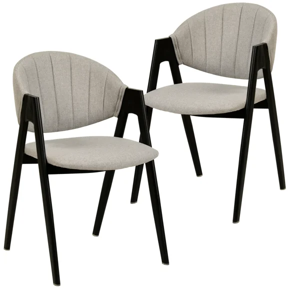 LeisureMod Savor Modern Dining Chair – Upholstered Side Chairs with Curved Back and Iron Frame Mid-Century Kitchen & Dining Room Chairs Set of 2