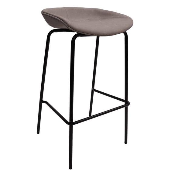 LeisureMod Servos Modern Barstool with Upholstered Faux Leather Seat and Powder Coated Iron Frame