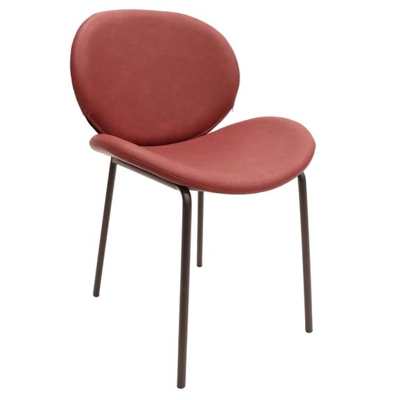 LeisureMod Servos Modern Dining Side Chair with Upholstered Faux Leather Seat and Powder Coated Iron Frame for Kitchen and Dining Room (Bordeaux)