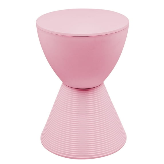 LeisureMod Side Table Modern Hourglass End Table Compact Accent Drum Table with Removable Lid for Storage Indoor and Outdoor Use Boyd Series in Pink