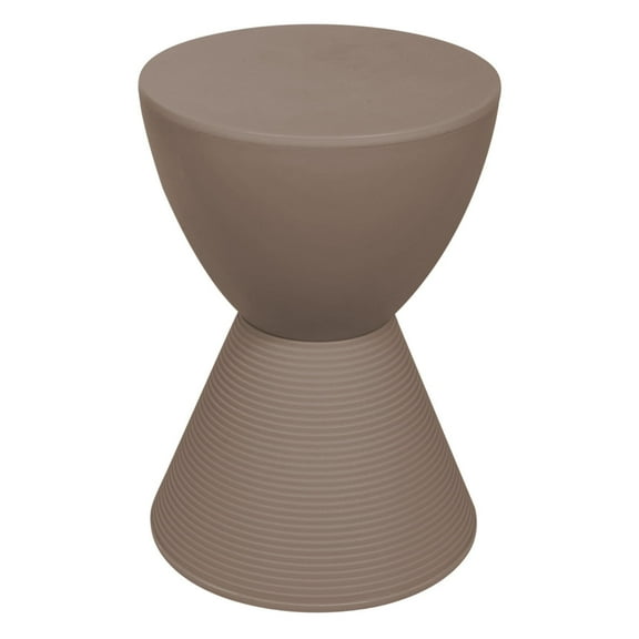 LeisureMod Side Table Modern Hourglass End Table Compact Accent Drum Table with Removable Lid for Storage Indoor and Outdoor Use Boyd Series in Taupe