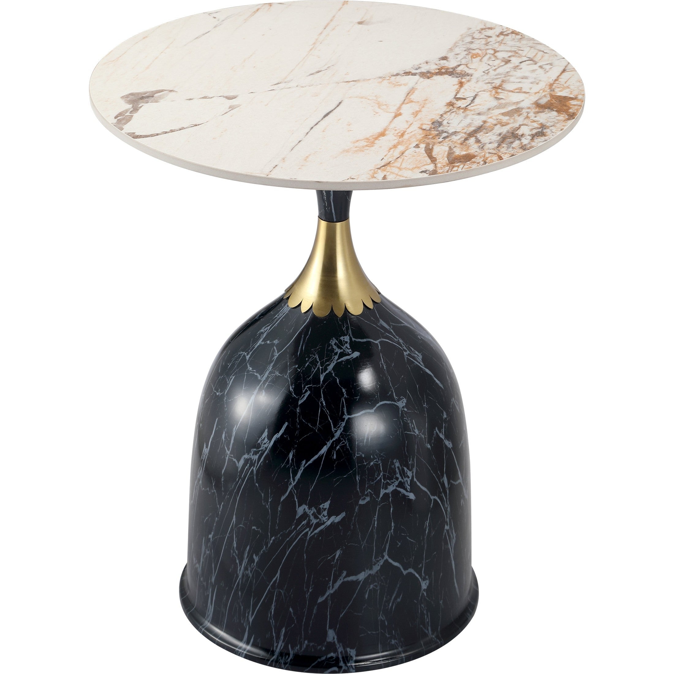 Mod Black Marble Antiqued Nickel Side Table Mod Black Marble Antiqued Nickel Side Table