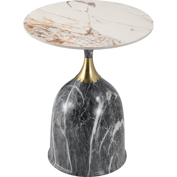 LeisureMod Side Table Round Sintered Stone Top Modern Accent Table with Stainless-Steel Base Chic End Table for Home, Living Room Oslo Series in Grey