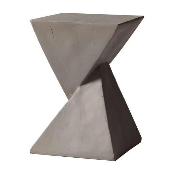 LeisureMod Modern Side Table Square Fiberstone Accent End Stool for Home Outdoor Patio Table Living Room Night Stand, Weather-Resistant, Glint in Grey