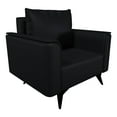 thumbnail image 1 of LeisureMod Single-Seater Sofa Upholstered Leather Lounge Armchair with Steel Legs Removable Cushions and Foam Filled Seat for Living Room and Bedroom Rusk Series in Black, 1 of 11